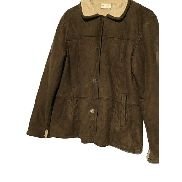 Alfred Dunner Faux Suede Jacket Brown Size 12 - Picture 2 of 6